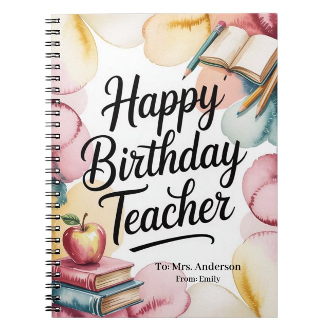 Cuaderno Cumpleaños Feliz Personalizado para Maestro (Frente)