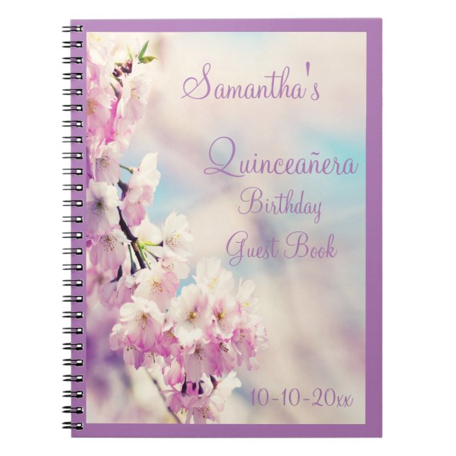Cuaderno Cumpleaños hermoso de Quinceañera del flor (Frente)