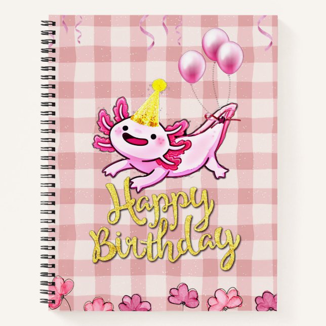 Cuaderno Cumpleaños lindo axolotl (Anverso)