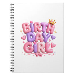 Cuaderno Cumpleaños Niña Letras Globo PNG | Rosa Lindo Nac