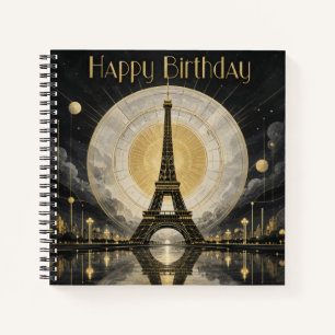 Cuaderno Cumpleaños París Torre Eiffel Deco Dorado