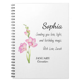 Cuaderno Cumpleaños Personalizado de Enero con Clavel