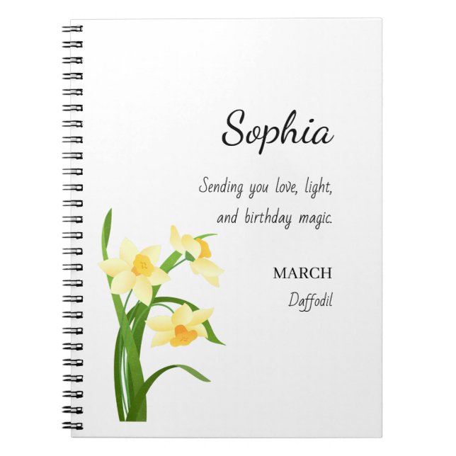 Cuaderno Cumpleaños Personalizado de Narciso de Marzo (Frente)