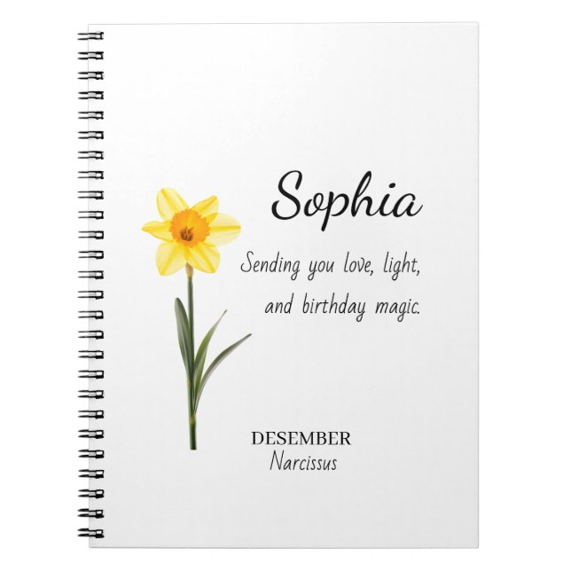 Cuaderno Cumpleaños Personalizado Narciso de Diciembre (Frente)