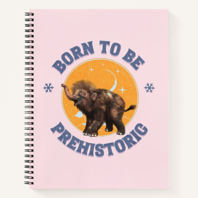 Cuaderno Cumpleaños prehistórico de mamut bebé divertido (Anverso)