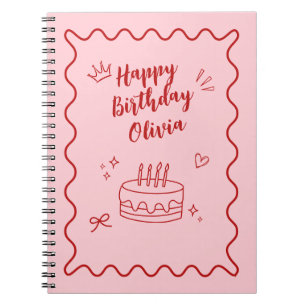 Cuaderno Cumpleaños rojo y rosa