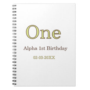 Cuaderno cumpleaños uno 1er nombre verde marrón pastel negr