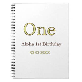 Cuaderno cumpleaños uno 1er nombre verde marrón pastel negr