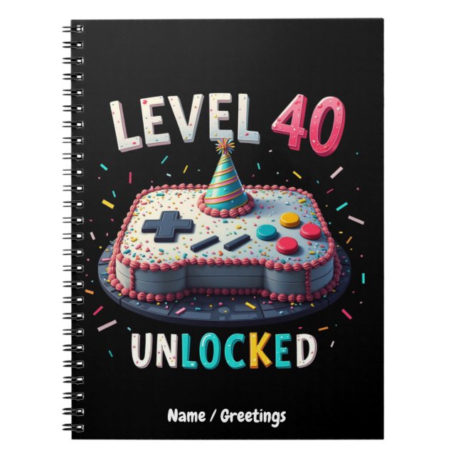 Cuaderno Cumplidos 40 Estilo de Juego Desbloqueado Cumpleañ (Frente)
