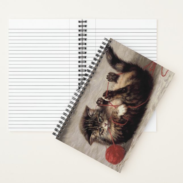 Cuaderno Cuna de Gato, Gatito Jugando con Hilo como Juguete (Interior)