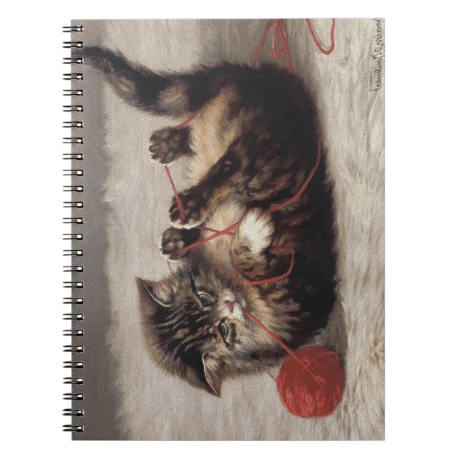 Cuaderno Cuna de Gato, Gatito Jugando con Hilo como Juguete (Frente)