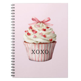 Cuaderno Cupcake Corazón Rojo con Lazo Rosa