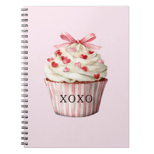 Cuaderno Cupcake Corazón Rojo con Lazo Rosa  