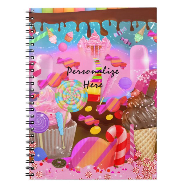 Cuaderno Cupcakes y tema de dulces fantasia de Candy Land (Frente)