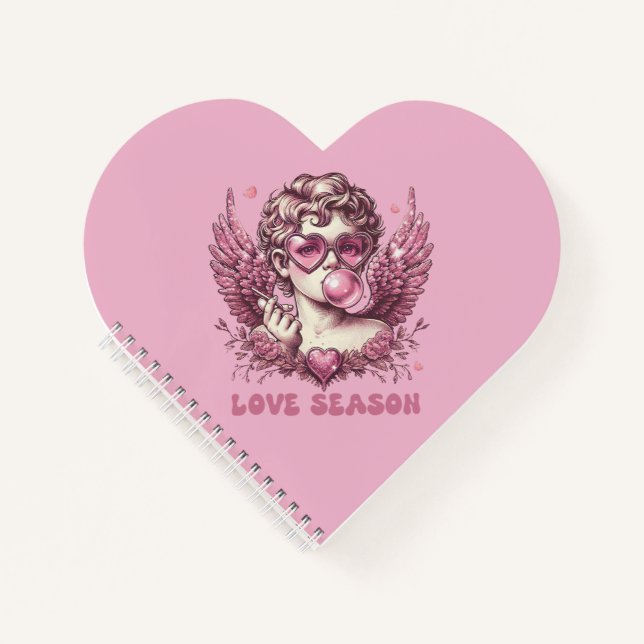 Cuaderno Cupido de amor con gafas rosadas y goma de burbuja (Anverso)