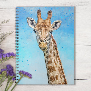 Cuaderno Curiosa jirafa con cielo azul de confetti