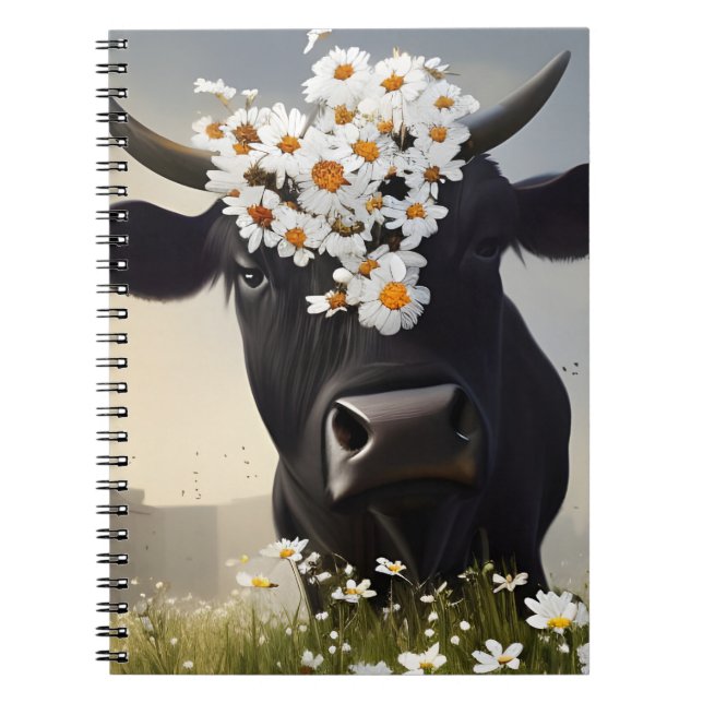 Cuaderno Curioso bloc de notas de vaca negro angus (Frente)