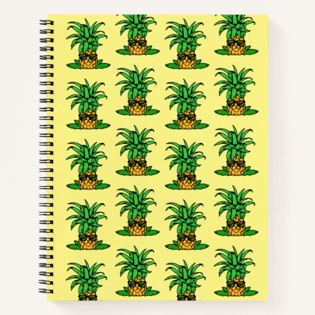 Cuaderno Curioso patrón amarillo de gafas de sol piña (Anverso)