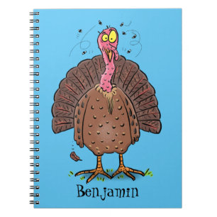 Cuaderno Curioso pavo de corral marrón con personalizado de