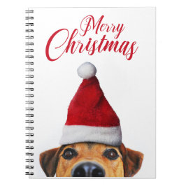 Cuaderno Curioso perro gracioso con Santa Hat