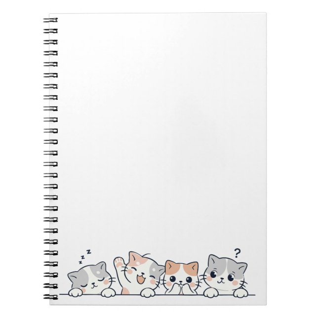 Cuaderno Curious Paws - Cute Cats Friends Peeking (Frente)