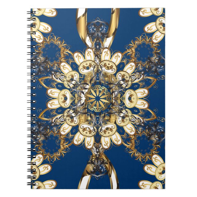 Cuaderno Curlos dorados, patrón de cosecha oriental. (Frente)
