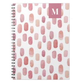 Cuaderno Curso de pincel rosa color agua. Patrón lindo de R