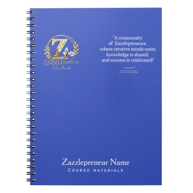 Cuaderno Curso Personalizado de Negocios Zazzle de LeahG (Frente)