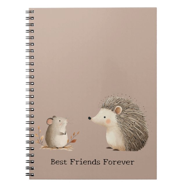 Cuaderno Curte Brown Cream Hedgehog Mouse Mejor Amigos (Frente)