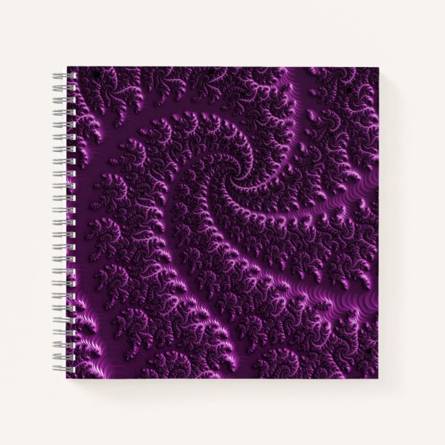 Cuaderno curva de hélice fractal morada 3d Mandelbrot (Anverso)