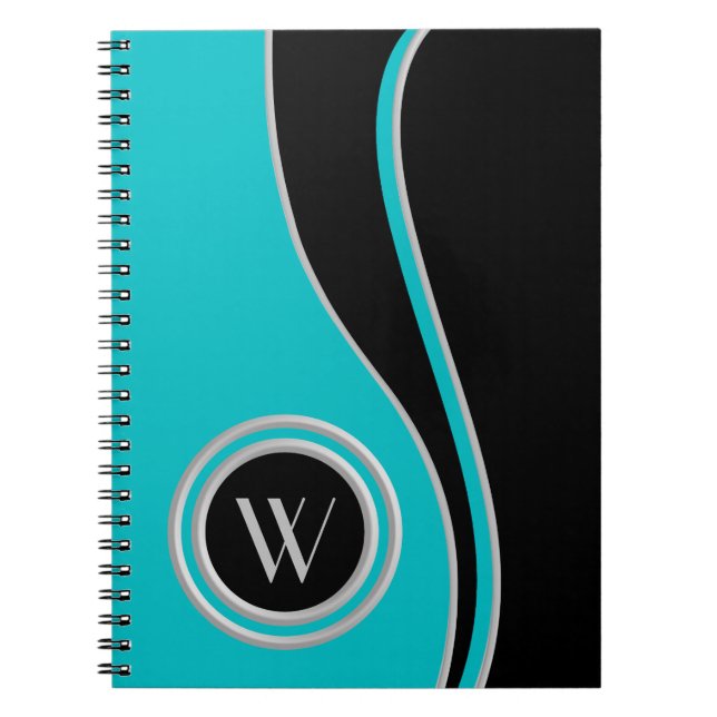 Cuaderno Curvas modernas Duo Tone monogramado (Frente)