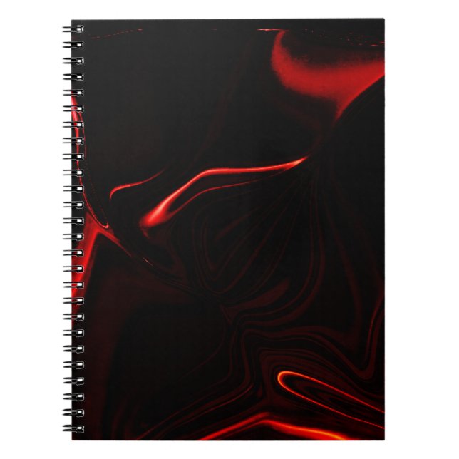 Cuaderno Curvas, ondulación en fondo rojo más oscuro y negr (Frente)