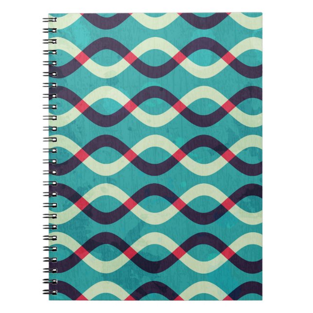 Cuaderno Curvas retro: efecto de patrón de niebla. (Frente)