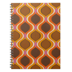 Cuaderno Curvas retro sin costura. Salto del estilo de los