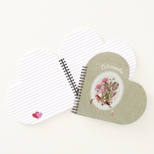 Cuaderno Custom adorable natural brown texture with flowers (Interior)