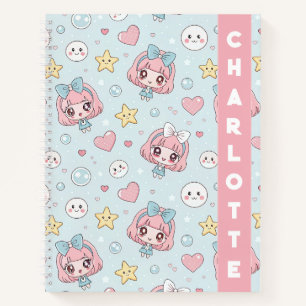 Cuaderno Custom Anime Kawaii with Hearts and Star