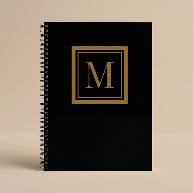 Cuaderno Custom Black & Gold Framed Monogram (Subido por el creador)