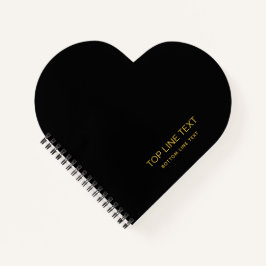 Cuaderno Custom Black Heart Shaped Notebook with Text