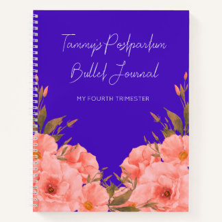 Cuaderno Custom Blue Floral Postpartum Journal For New Moms