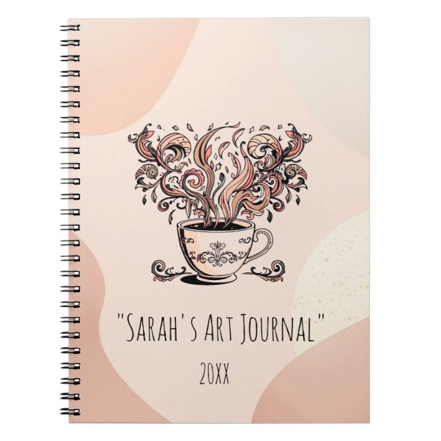 Cuaderno Custom Boho Botanical Coffee Art Spiral Journal (Frente)