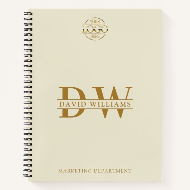 Cuaderno Custom Business Logo & Branding Monogram Initials (Anverso)