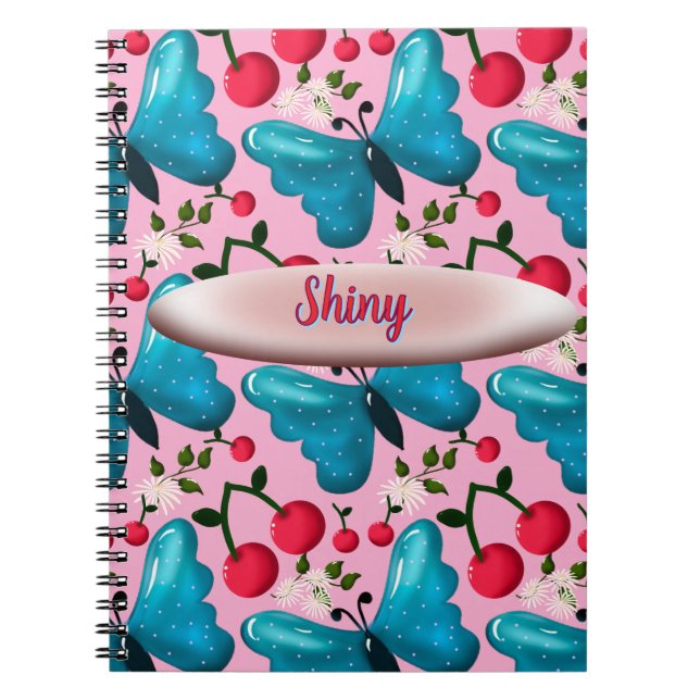 Cuaderno Custom butterfly floral pattern gift  (Frente)