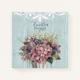Cuaderno Custom Charming botanical White filigree Blue