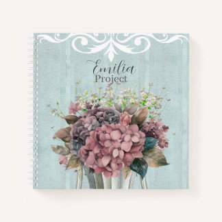 Cuaderno Custom Charming botanical White filigree Blue