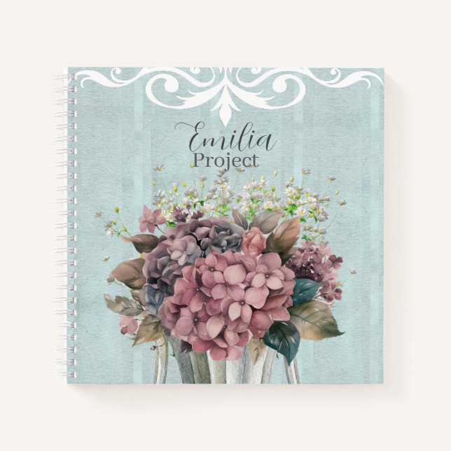 Cuaderno Custom Charming botanical White filigree Blue (Anverso)