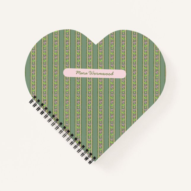 Cuaderno CUSTOM Cherry Lime Dainty Ditsy Floral pin Stripe (Anverso)
