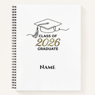 Cuaderno Custom Class of 2026 Graduation Notebook with Gold