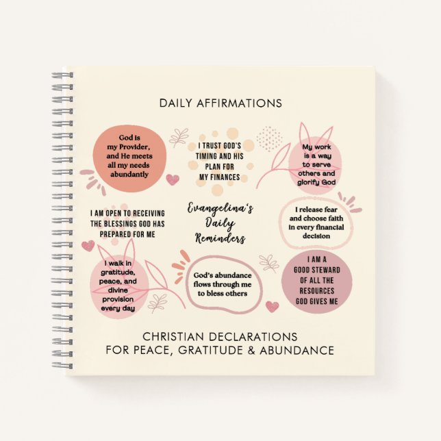 Cuaderno Custom Daily Affirmations Christian Bible Verse (Anverso)