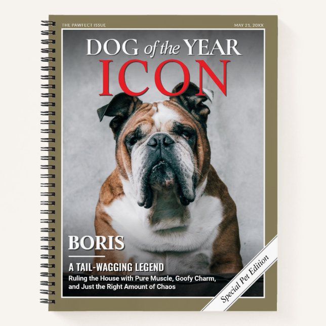 Cuaderno Custom Dog Magazine Cover Notebook, Pet Magazine (Anverso)