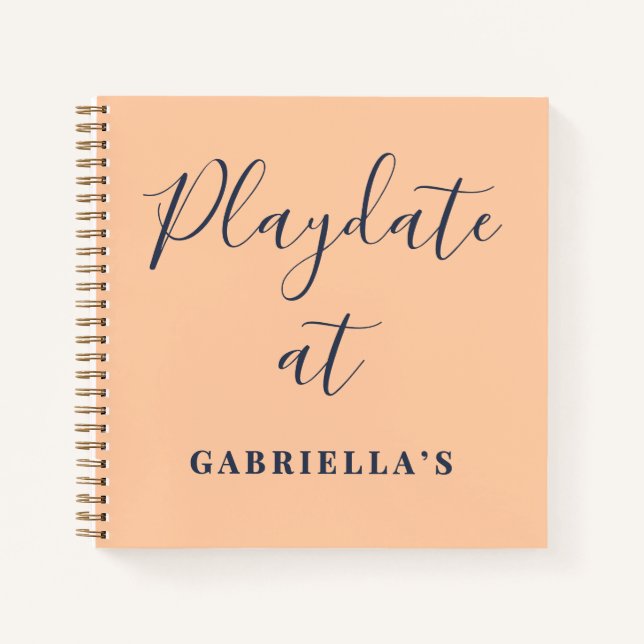 Cuaderno Custom Funny Peach Navy Playdate Score Tracker (Anverso)